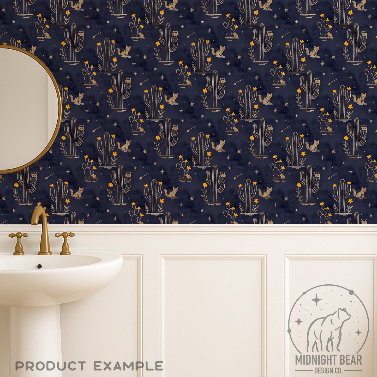 Hand Drawn Desert Sky Cactus Seamless Pattern – Boho Desert Floral PNG for Fabric, Scrapbooking, Sublimation, Instant Download Digital Paper