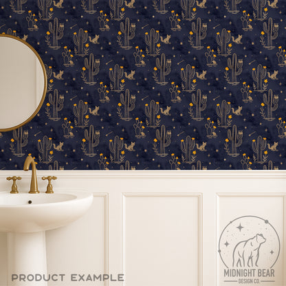 Hand Drawn Desert Sky Cactus Seamless Pattern – Boho Desert Floral PNG for Fabric, Scrapbooking, Sublimation, Instant Download Digital Paper