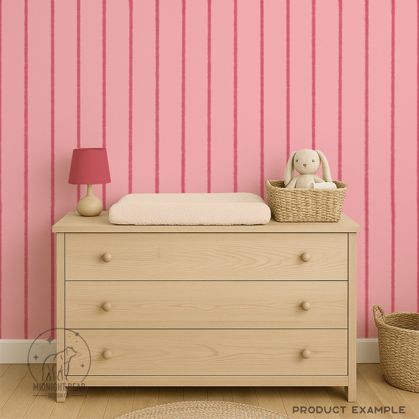 Pink Watercolor Stripe Seamless Pattern, Soft Hand Drawn Line Art Design, Coquette Fabric, Wallpaper, Digital Paper, Scrapbook