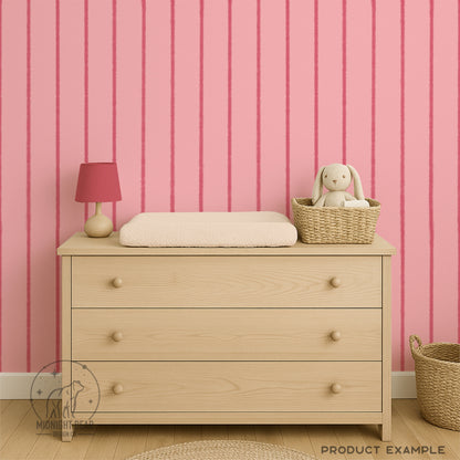 Pink Watercolor Stripe Seamless Pattern, Soft Hand Drawn Line Art Design, Coquette Fabric, Wallpaper, Digital Paper, Scrapbook