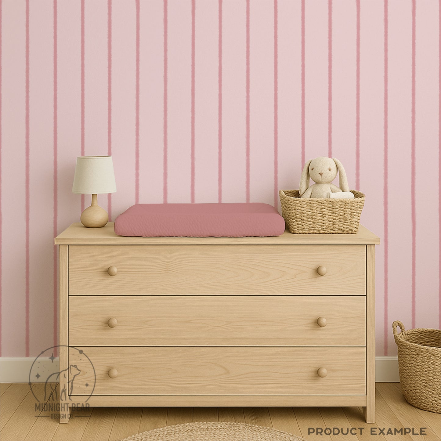 Pink Watercolor Stripe Seamless Pattern | Hand Painted Digital Paper, Minimal Vertical Line Fabric, Modern Scrapbook Background, Nursery