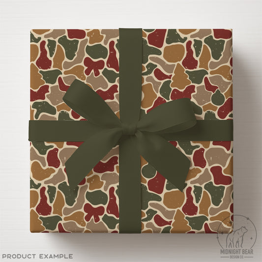 Christmas Camo Seamless Pattern Rustic Red and Gold