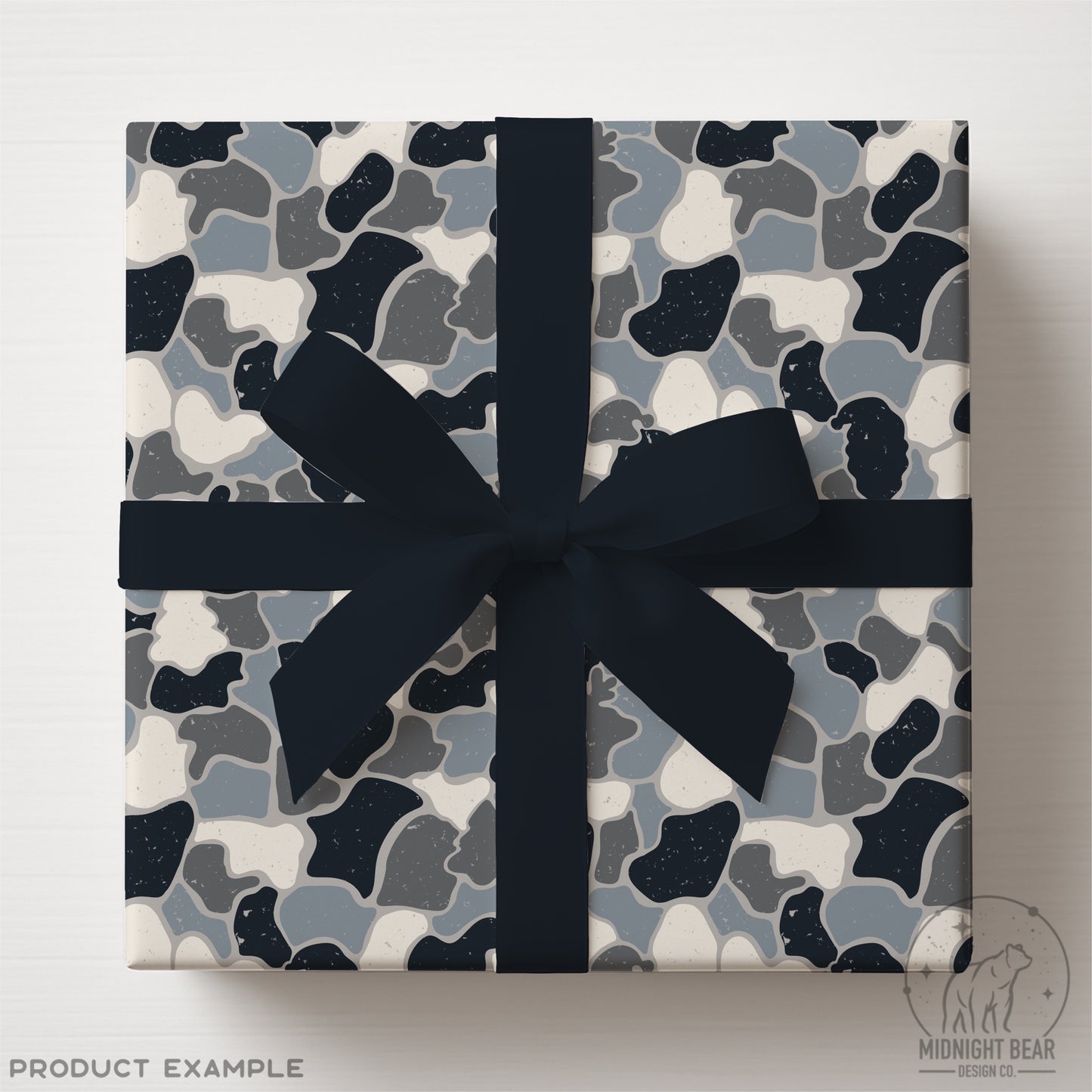 Icy Blue Christmas Camo Seamless Pattern, Santa Hat Reindeer