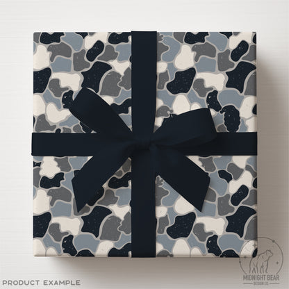 Icy Blue Christmas Camo Seamless Pattern, Santa Hat Reindeer