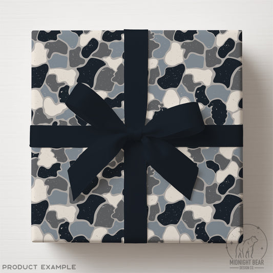 Icy Blue Christmas Camo Seamless Pattern, Santa Hat Reindeer