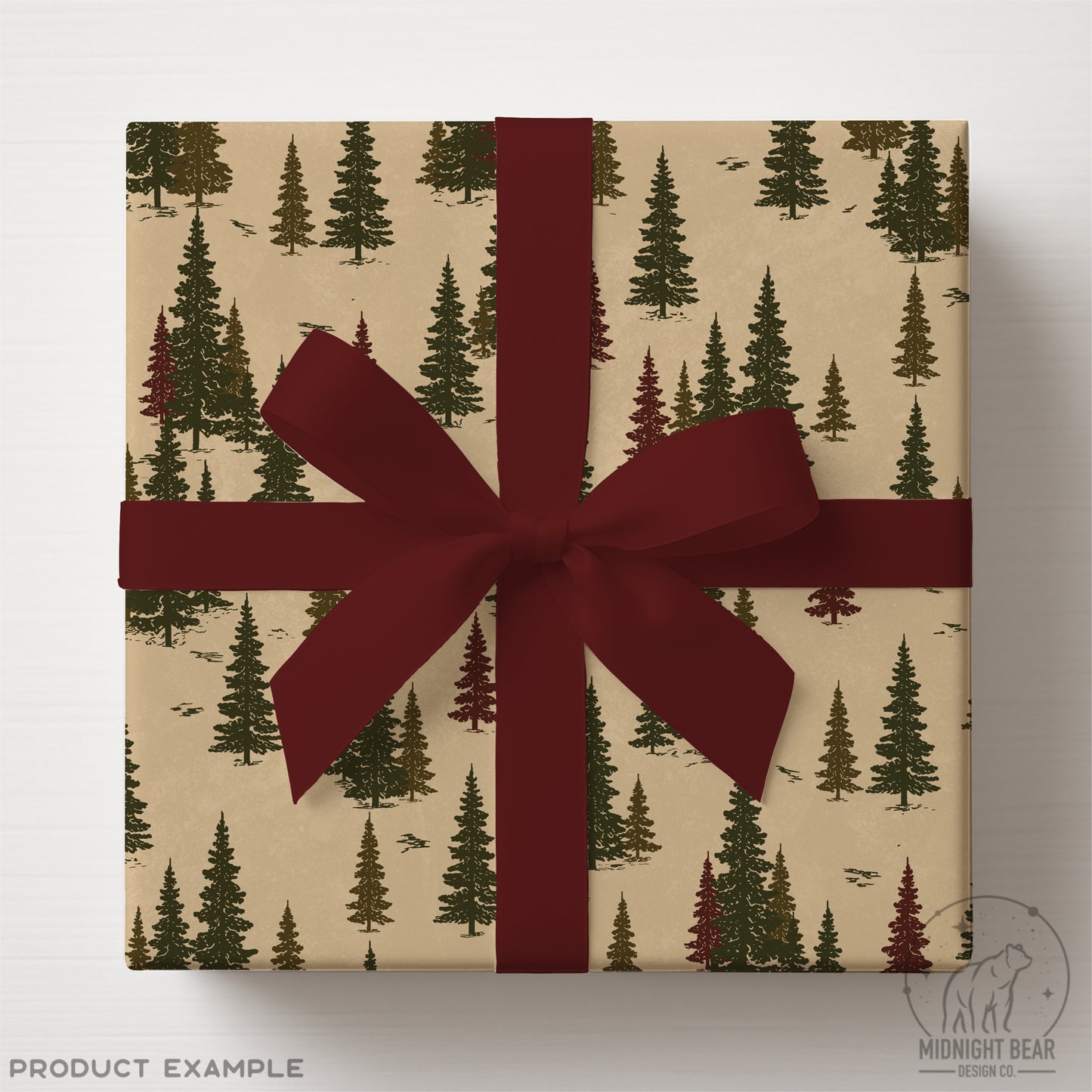 Green and Red Woodland Christmas Forest Seamless Pattern