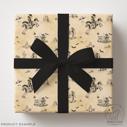 Skeleton Ranch Western Halloween Toile Tan Vintage Paper