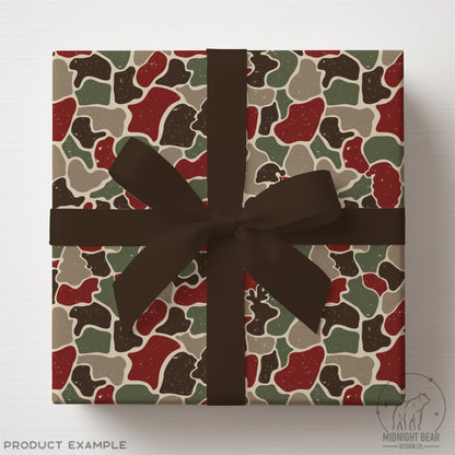 Red Green Christmas Camo Seamless Pattern Santas and Reindeer
