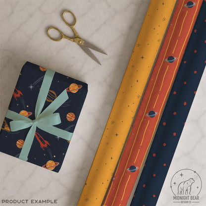 Retro Space Seamless Pattern Collection Navy and Orange