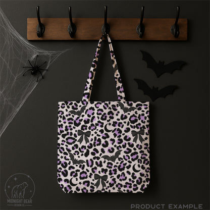 Halloween Leopard Print Seamless Pattern Lavender and Black