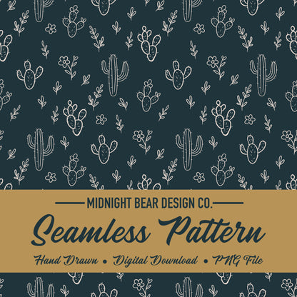 Boho Desert Floral Seamless Pattern Instant Digital Download