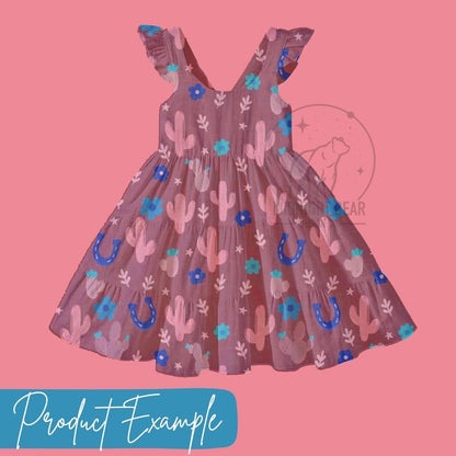 Ditsy Cactus Pink and Blue Seamless Pattern Instant Digital Download