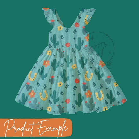 Ditsy Cactus Turquoise Seamless Pattern Instant Digital Download