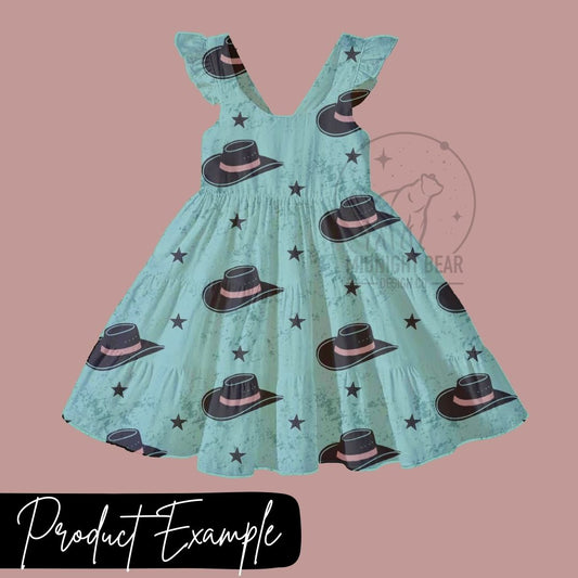 Hats and Stars in Teal Seamless Pattern Instant Digital Download