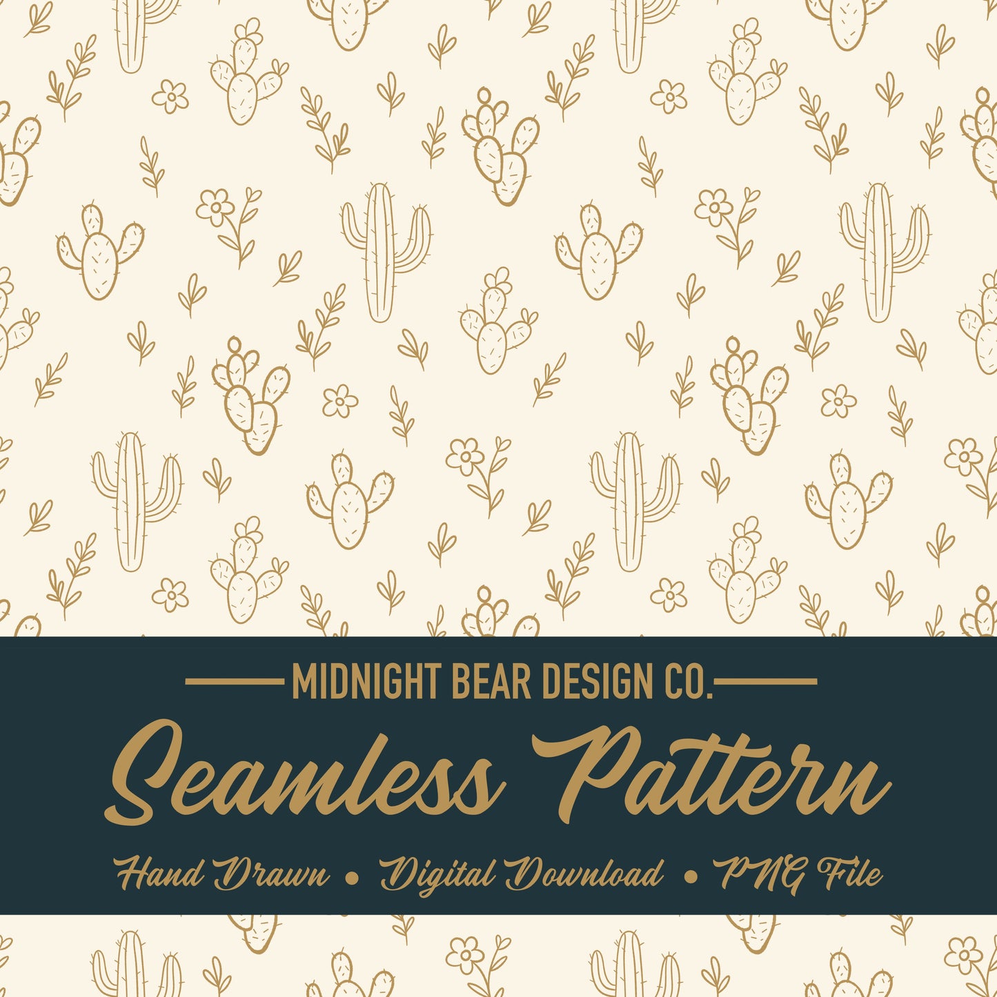 Boho Desert Floral Beige Seamless Pattern Instant Digital Download