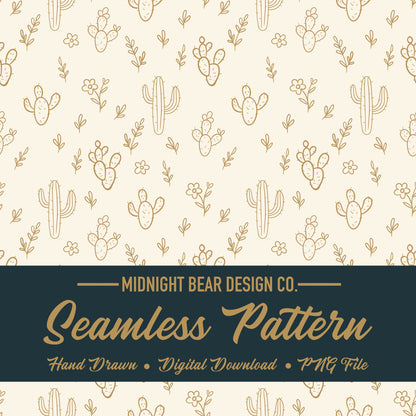 Boho Desert Floral Beige Seamless Pattern Instant Digital Download